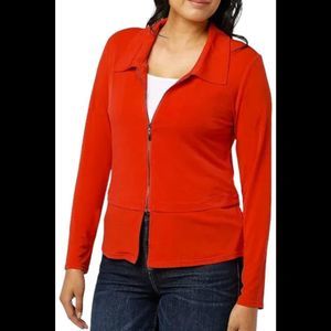 Truth + Style Cropped Matte Jersey Zip Front Jacket Red - Regular